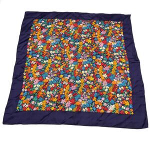 Liberty of London Vintage Multi-Color Floral Garden Silk Scarf 22.5” Square